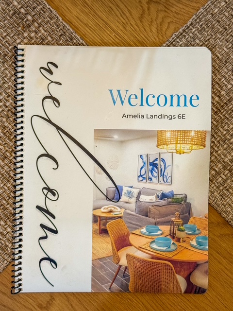 Custom guest welcome book for the Amelia Landings vacation rental